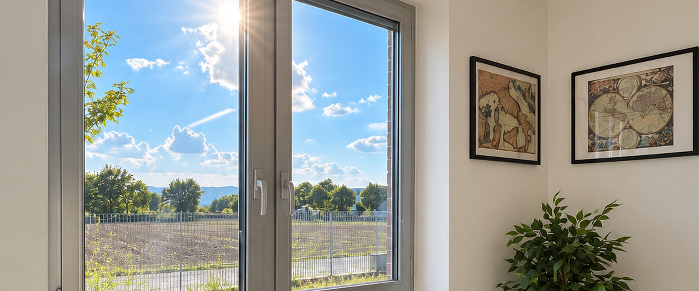 La finestra dello studio aperta sulla campagna umbra, a Foligno